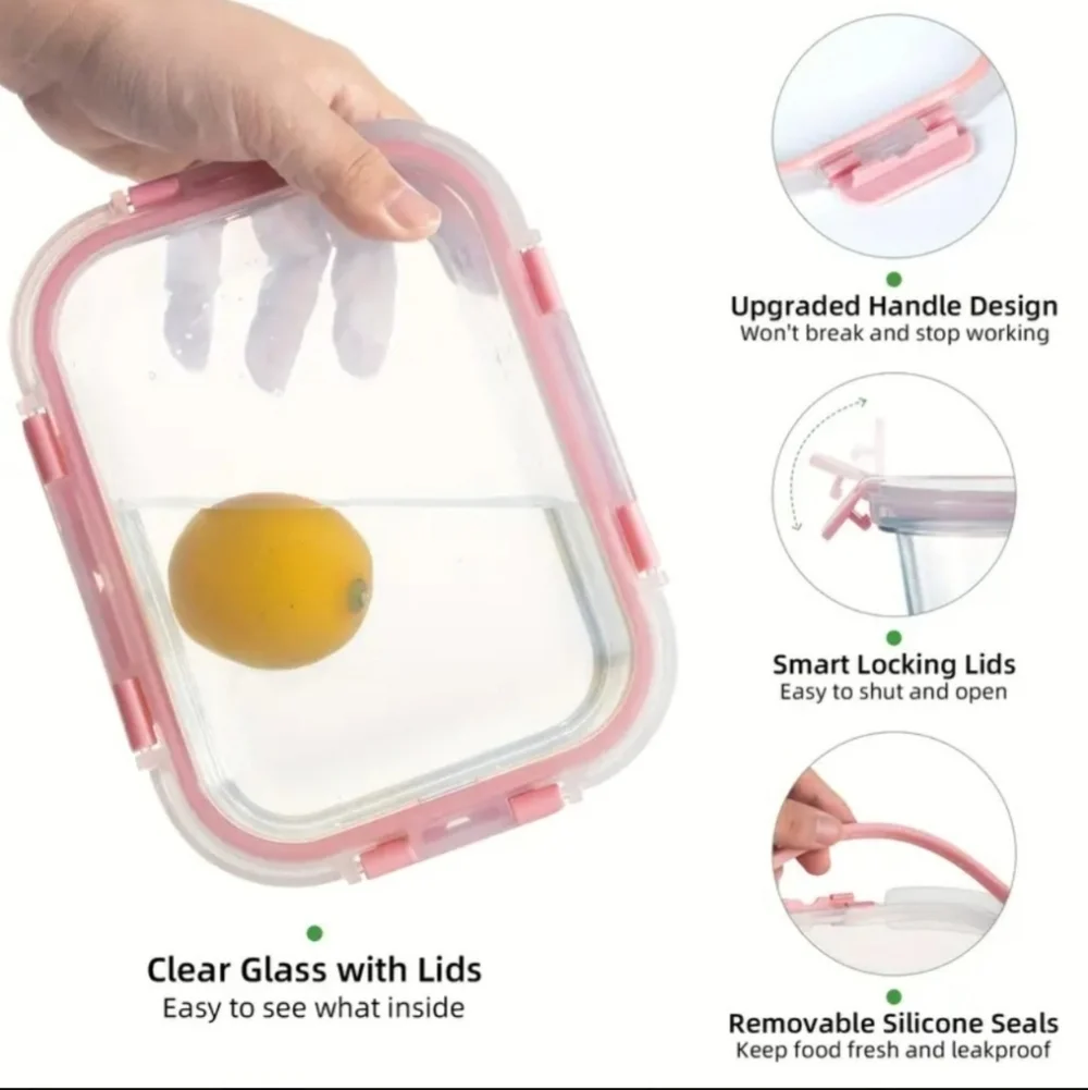 2 Piece Glass Food Storage with Locking Lids
